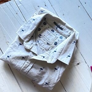 Cactus Man Ricky Singh Flamingo Print Short Sleeve‎ Button Up Shirt